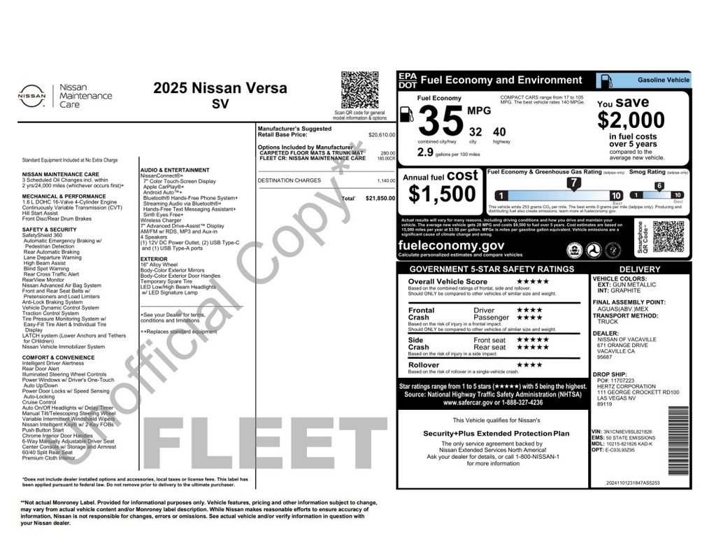 nissan versa sedan 2025 3N1CN8EV8SL821826 image nissan versa sedan 2025 3N1CN8EV8SL821826 image